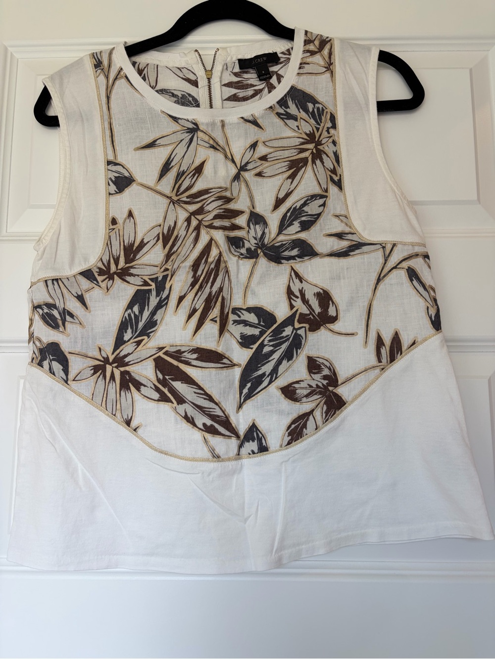 J. Crew White Linen Sleeveless Botanical Print Camisole - Picture 3 of 8